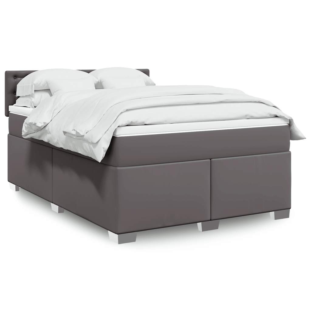 Krevet s oprugama i madracem sivi 140x190 cm od umjetne kože