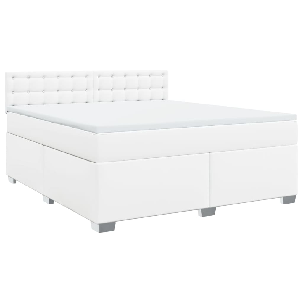 Krevet s oprugama i madracem bijeli 180x200 cm umjetna koža