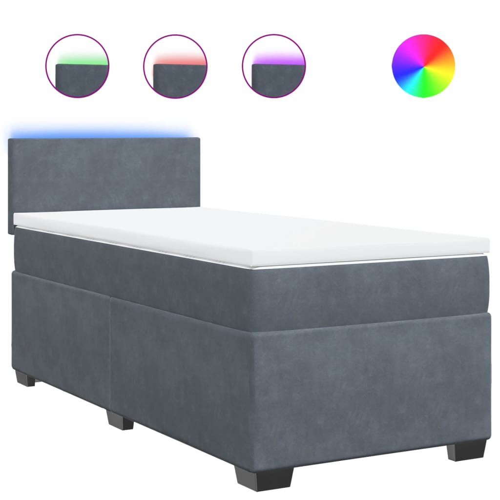 Box spring krevet s madracem tamnosivi 80 x 200 cm baršunasti