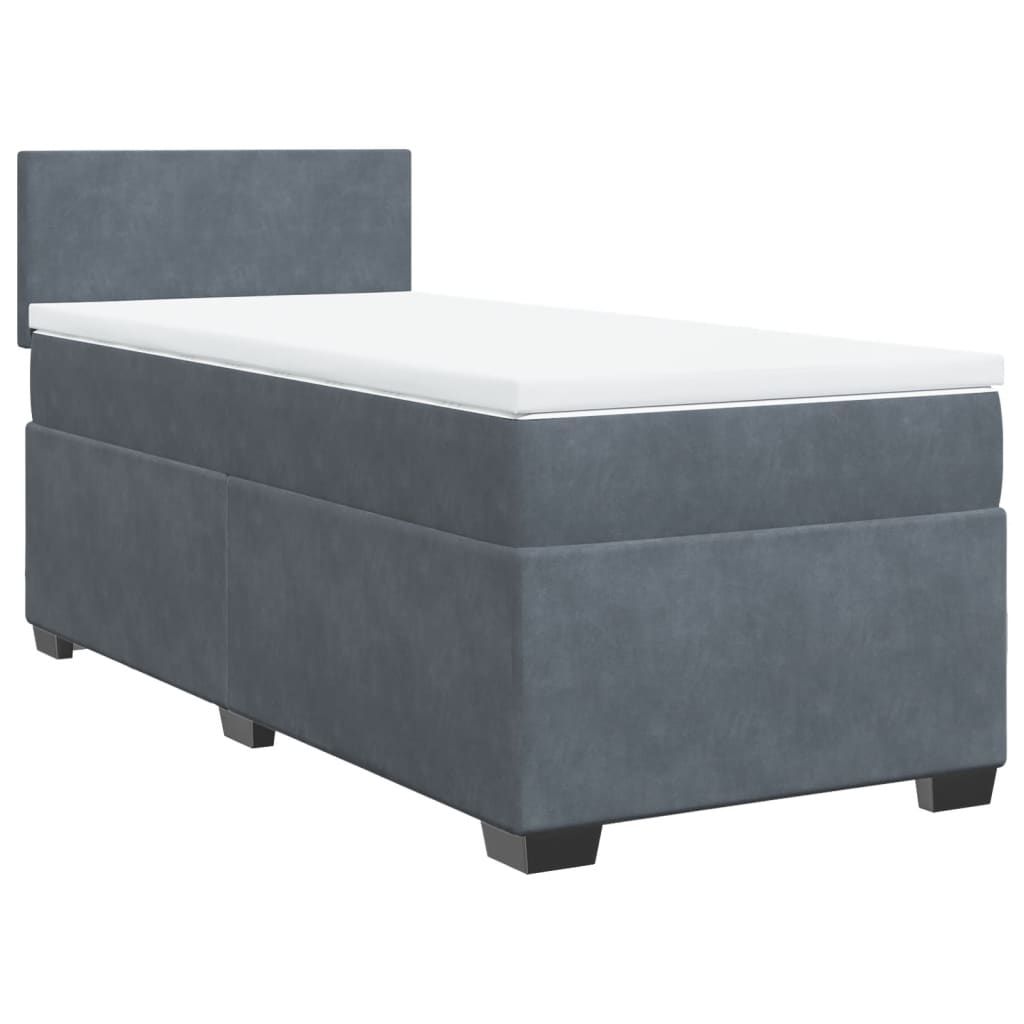 Box spring krevet s madracem tamnosivi 80 x 200 cm baršunasti