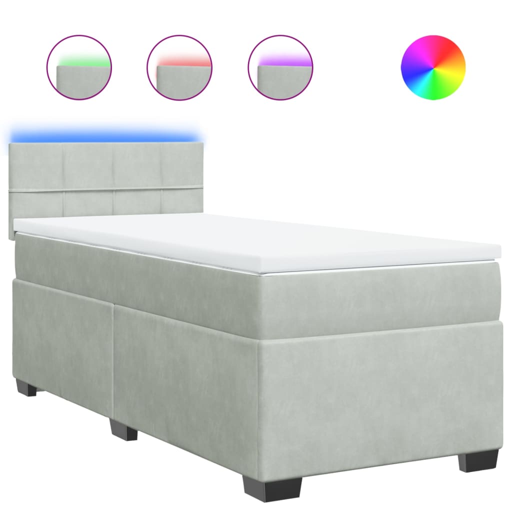 Box spring krevet s madracem svjetlosivi 80 x 200 cm baršunasti