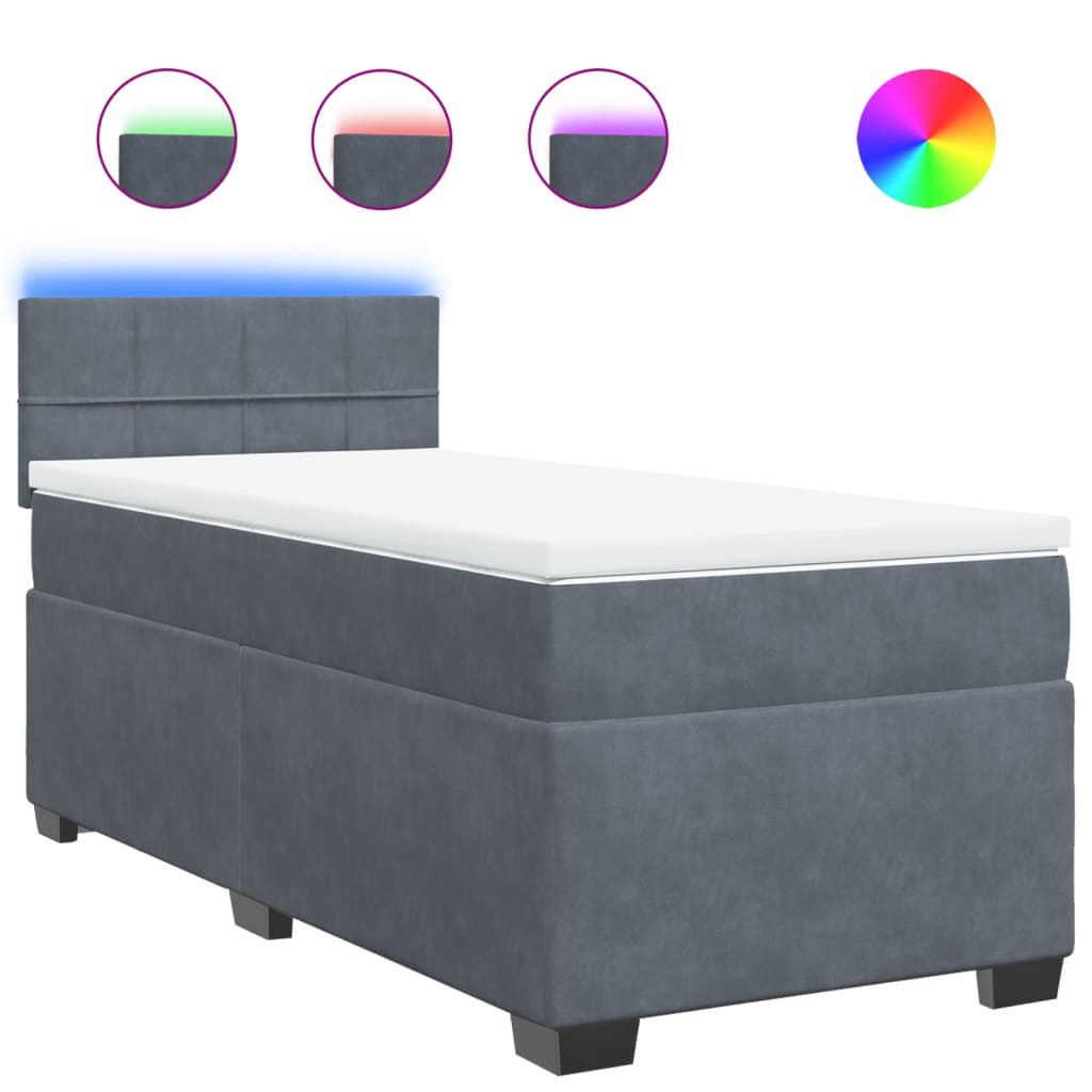 Box spring krevet s madracem tamnosivi 80 x 200 cm baršunasti
