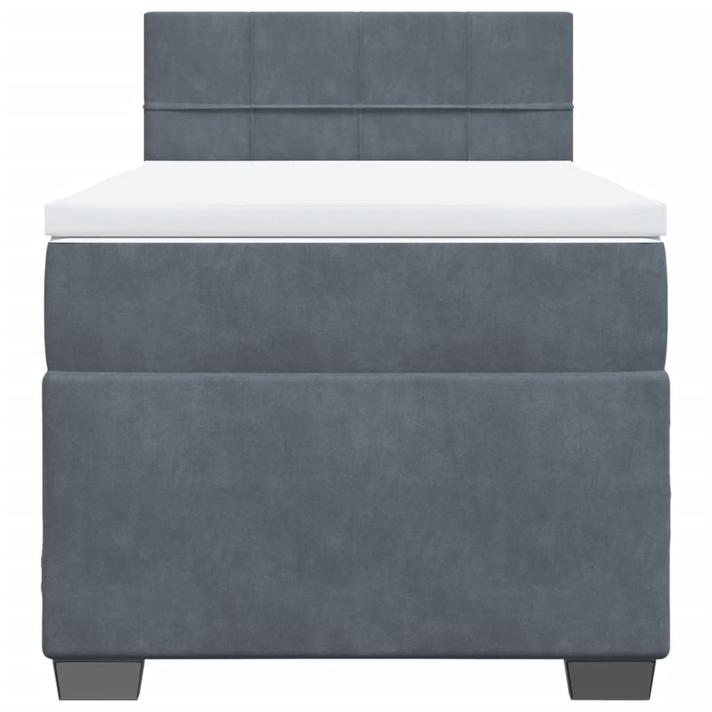 Box spring krevet s madracem tamnosivi 80 x 200 cm baršunasti