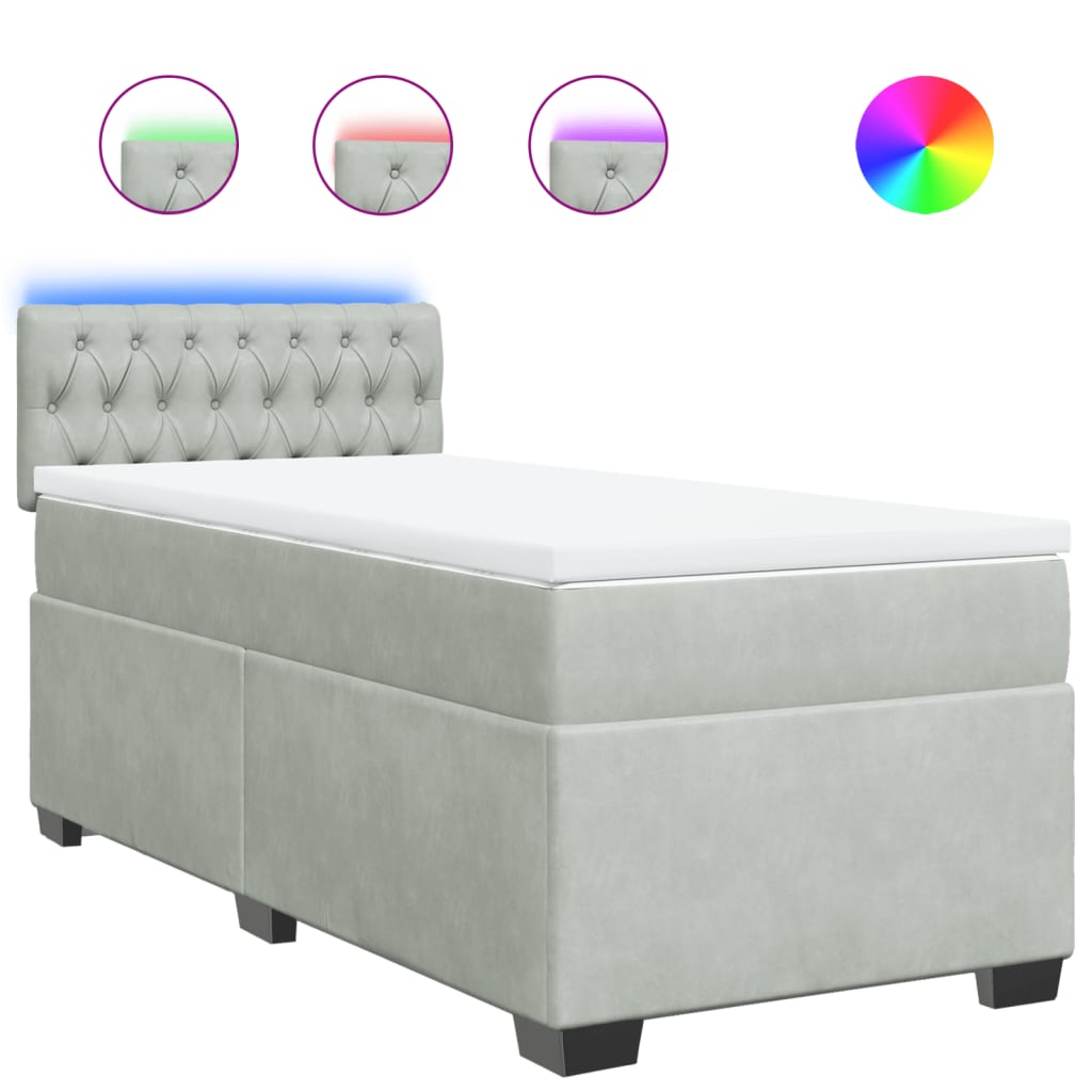 Box spring krevet s madracem svjetlosivi 80 x 200 cm baršunasti