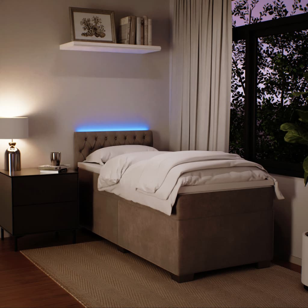 Box spring krevet s madracem svjetlosivi 80 x 200 cm baršunasti