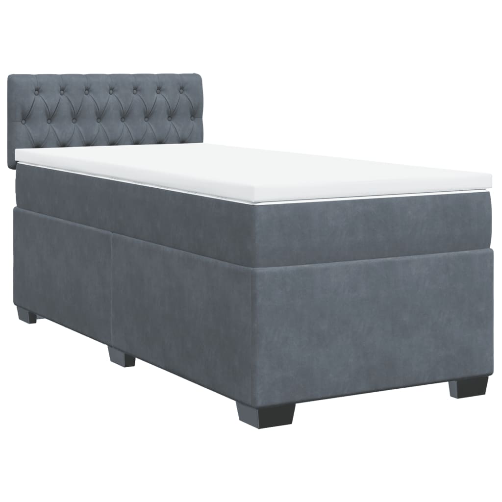 Box spring krevet s madracem tamnosivi 80 x 200 cm baršunasti