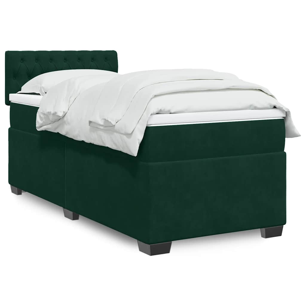 Box spring krevet s madracem tamnozeleni 80 x 200 cm baršunasti