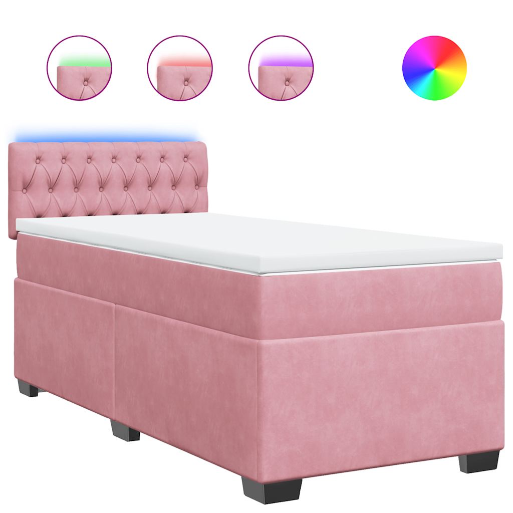 Box spring krevet s madracem ružičasti 80 x 200 cm baršunasti