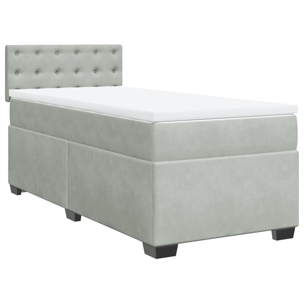 Box spring krevet s madracem svjetlosivi 80 x 200 cm baršunasti