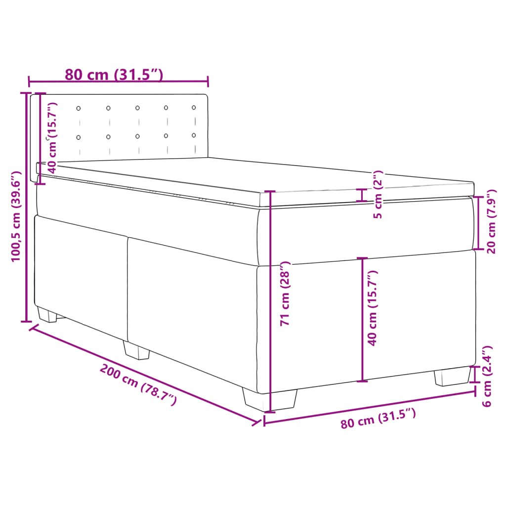 Box spring krevet s madracem crni 80 x 200 cm baršunasti