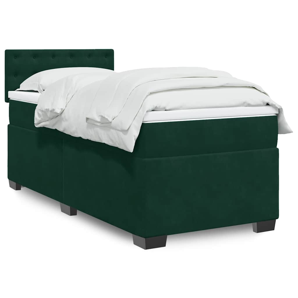 Box spring krevet s madracem tamnozeleni 80 x 200 cm baršunasti