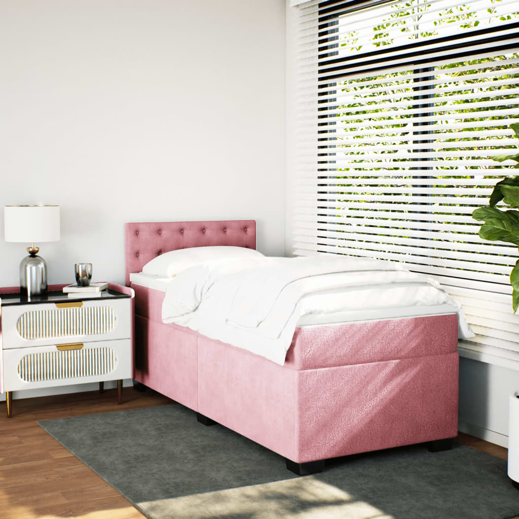 Box spring krevet s madracem ružičasti 80 x 200 cm baršunasti