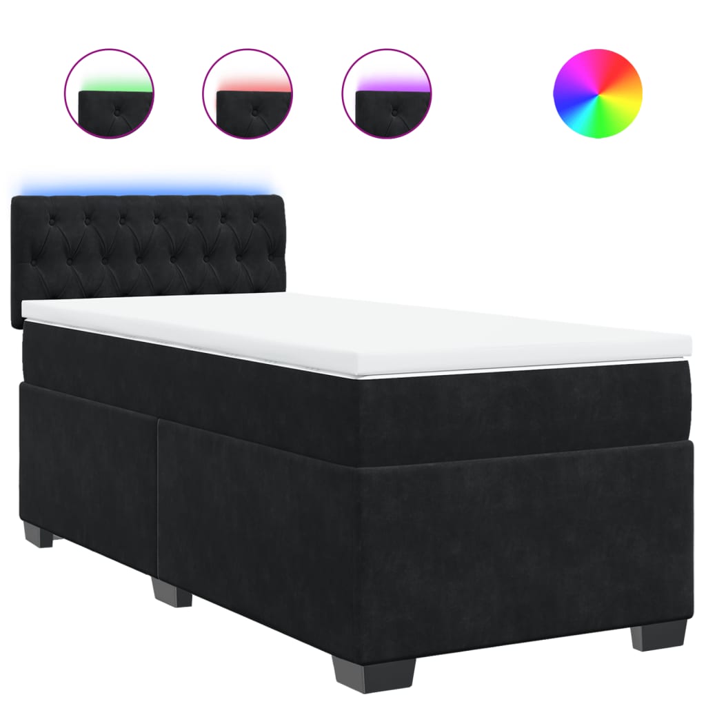 Box spring krevet s madracem crni 90x190 cm baršunasti