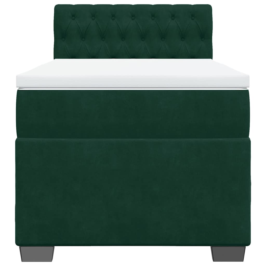 Box spring krevet s madracem tamnozeleni 90x190 cm baršunasti
