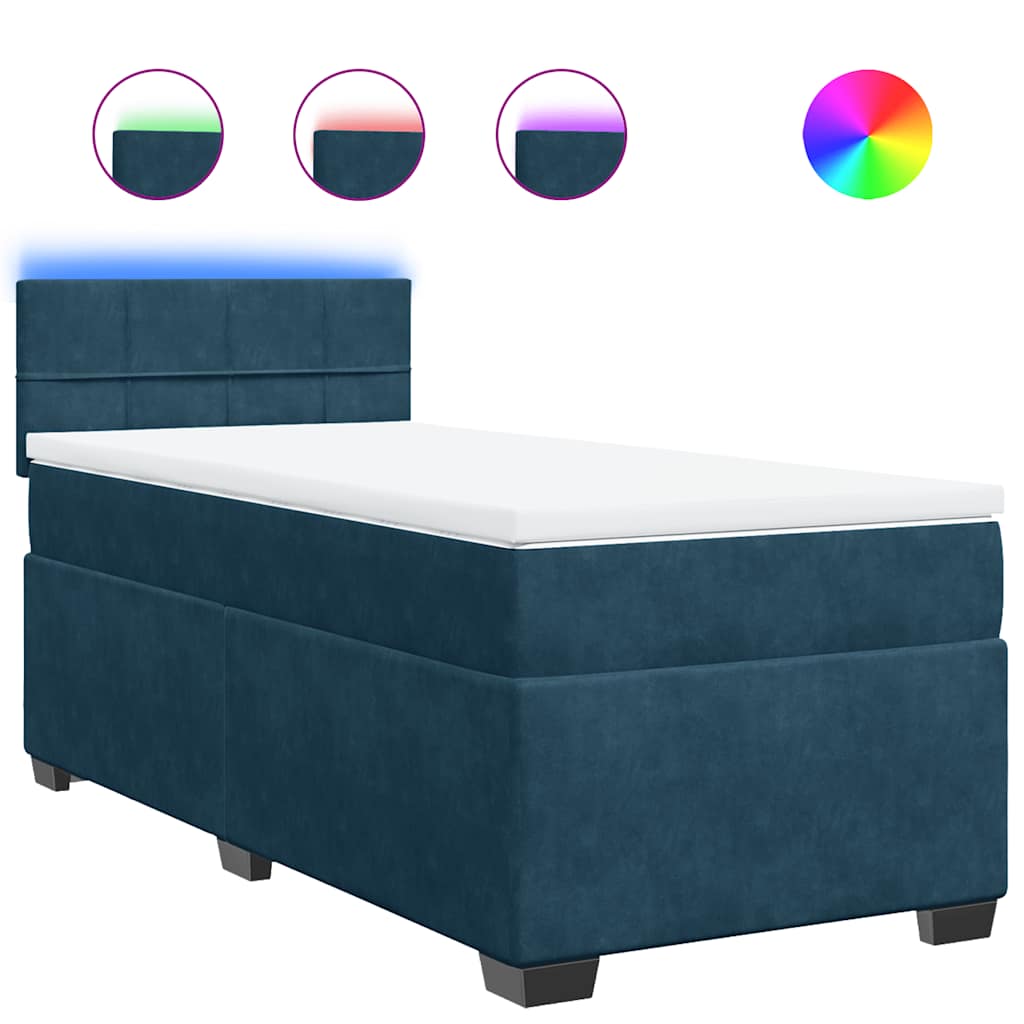 Box spring krevet s madracem plavi 90x190 cm baršunasti