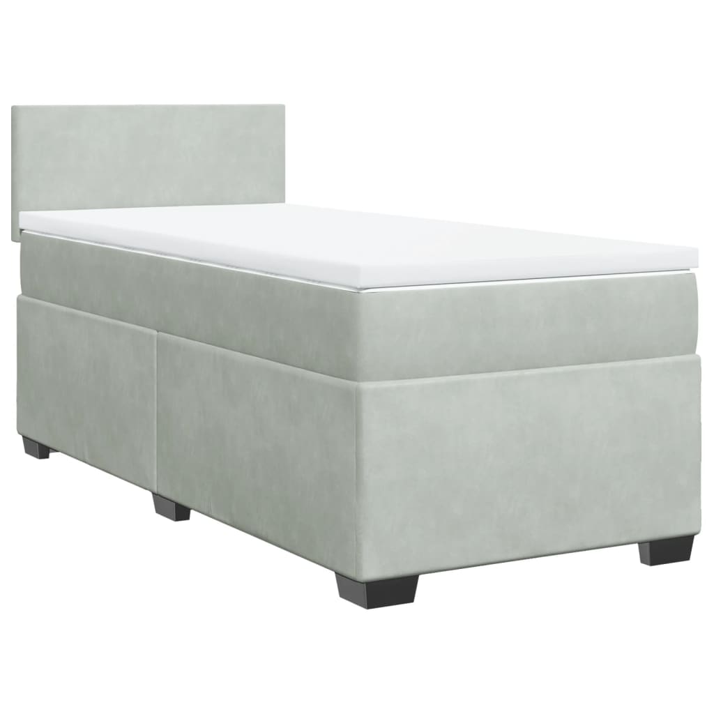 Box spring krevet s madracem svjetlosivi 90x190 cm baršunasti