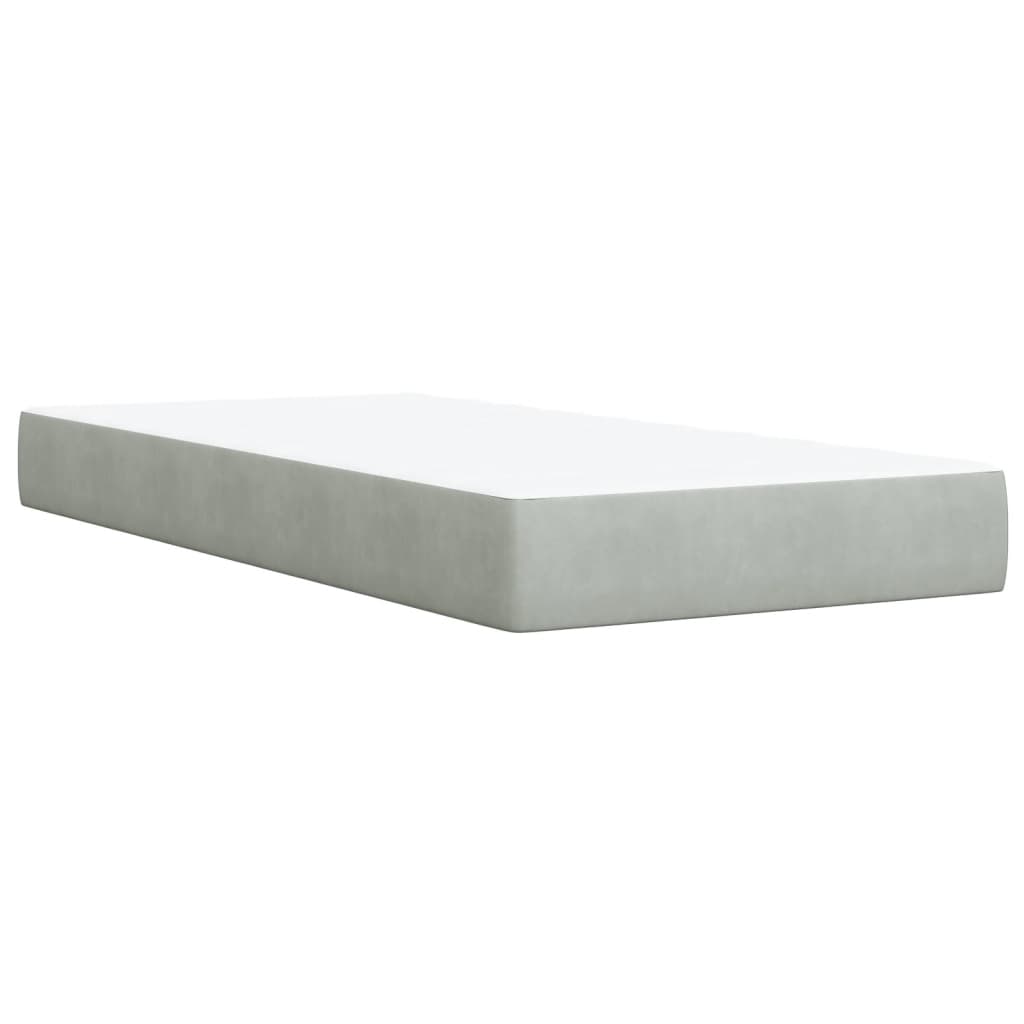 Box spring krevet s madracem svjetlosivi 90x190 cm baršunasti
