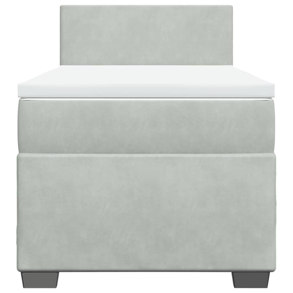 Box spring krevet s madracem svjetlosivi 90x190 cm baršunasti