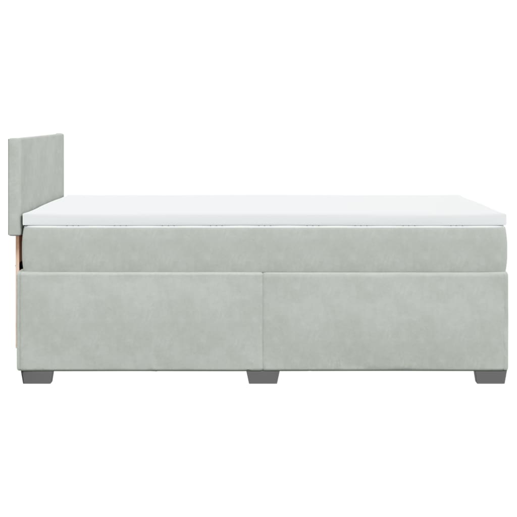 Box spring krevet s madracem svjetlosivi 90x190 cm baršunasti