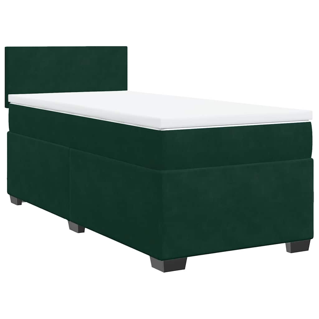 Box spring krevet s madracem tamnozeleni 90x200 cm baršunasti
