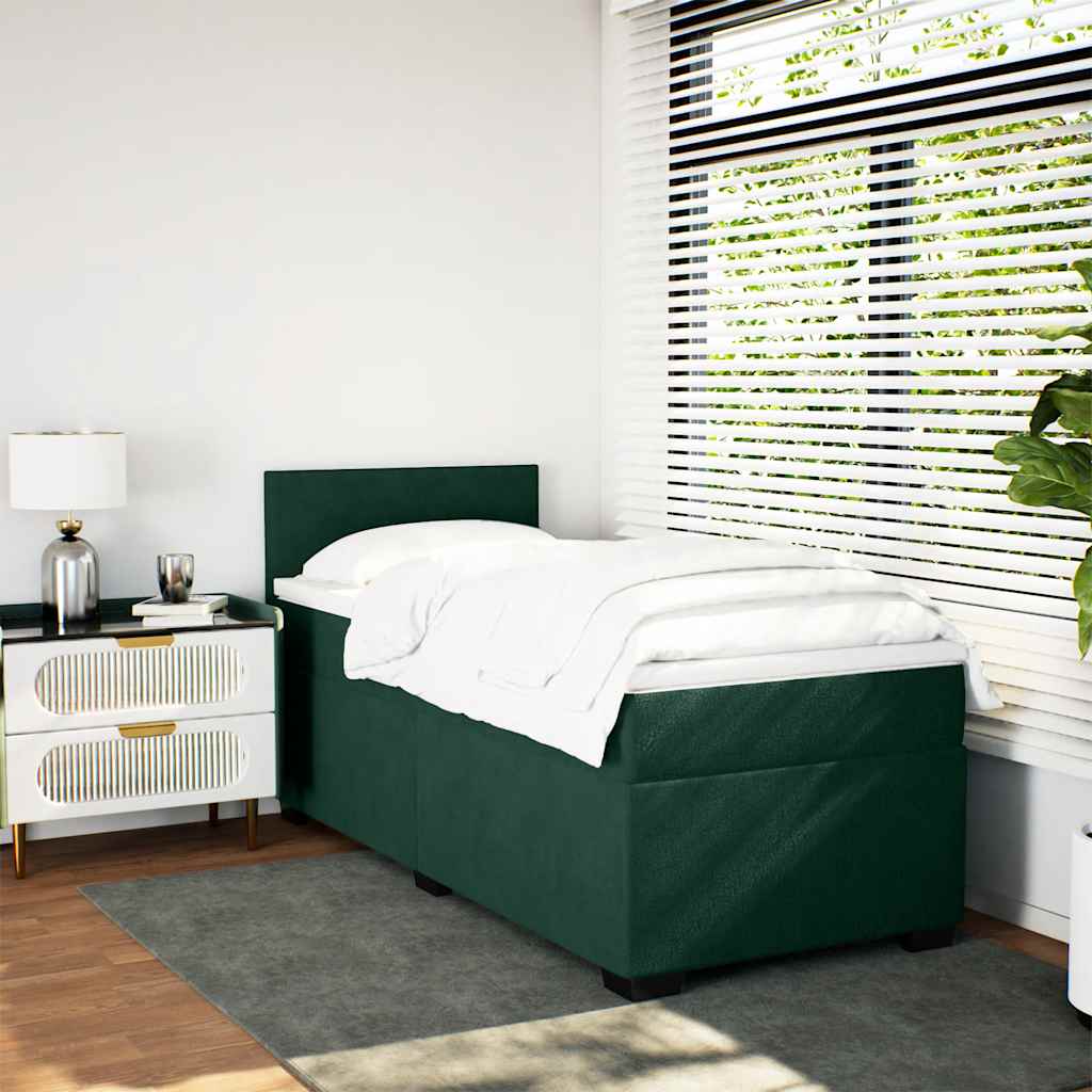 Box spring krevet s madracem tamnozeleni 90x200 cm baršunasti