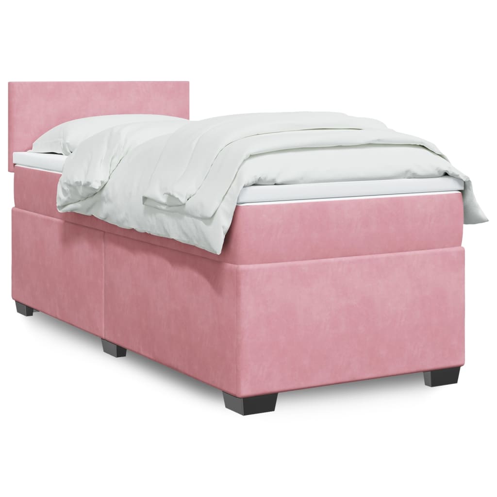 Box spring krevet s madracem ružičasti 90x200 cm baršunasti