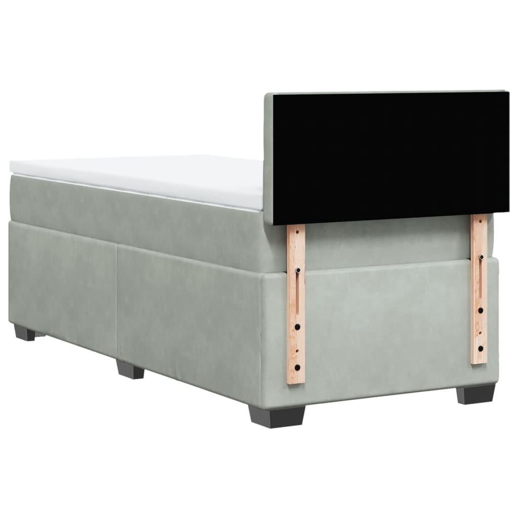 Box spring krevet s madracem svjetlosivi 90x190 cm baršunasti