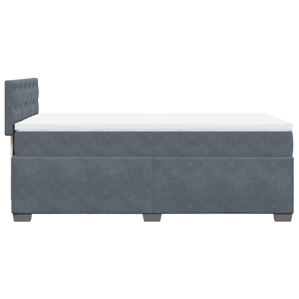 Box spring krevet s madracem tamnosivi 90x200 cm baršunasti