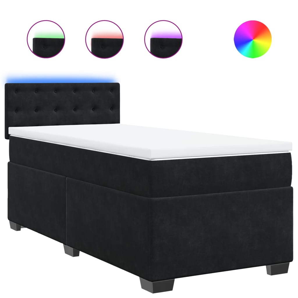 Box spring krevet s madracem crni 90x200 cm baršunasti