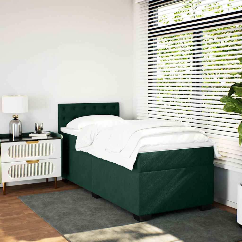 Box spring krevet s madracem tamnozeleni 90x200 cm baršunasti