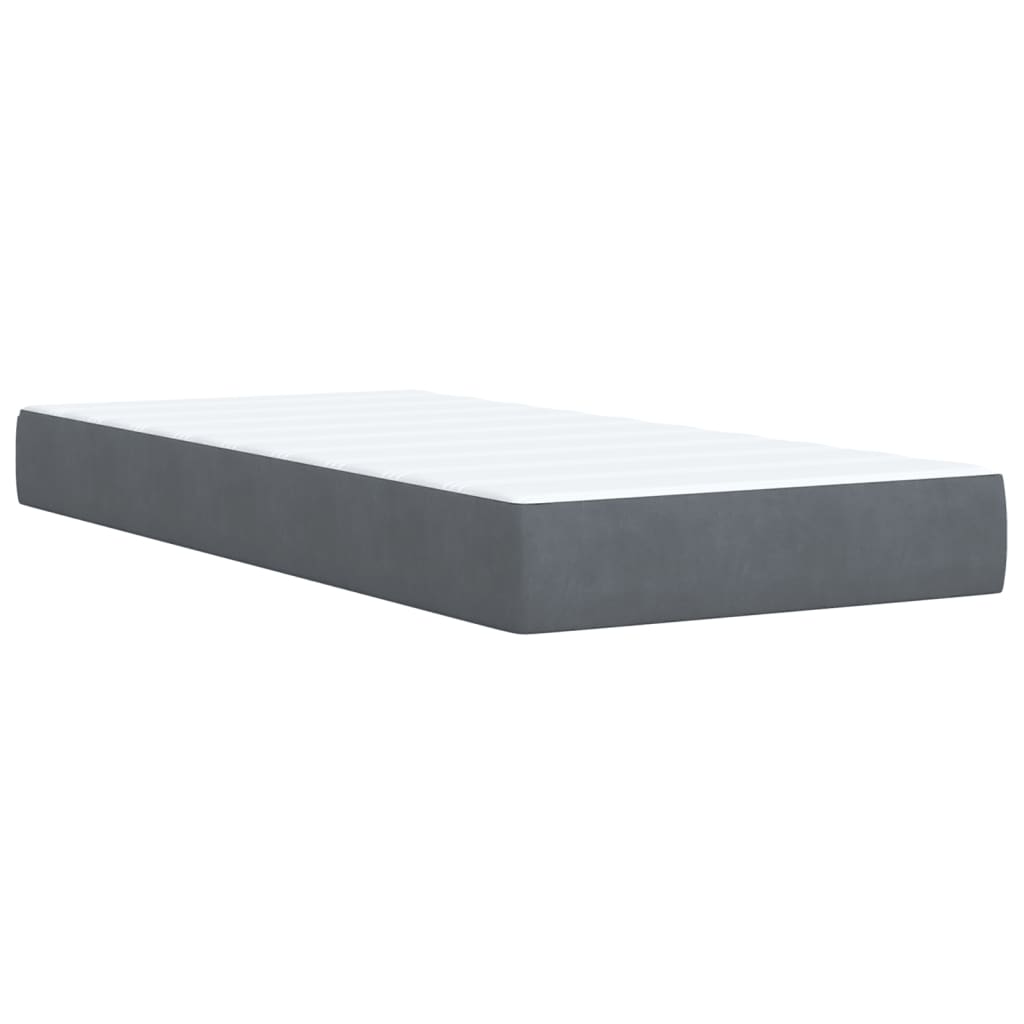 Box spring krevet s madracem tamnosivi 90x200 cm baršunasti