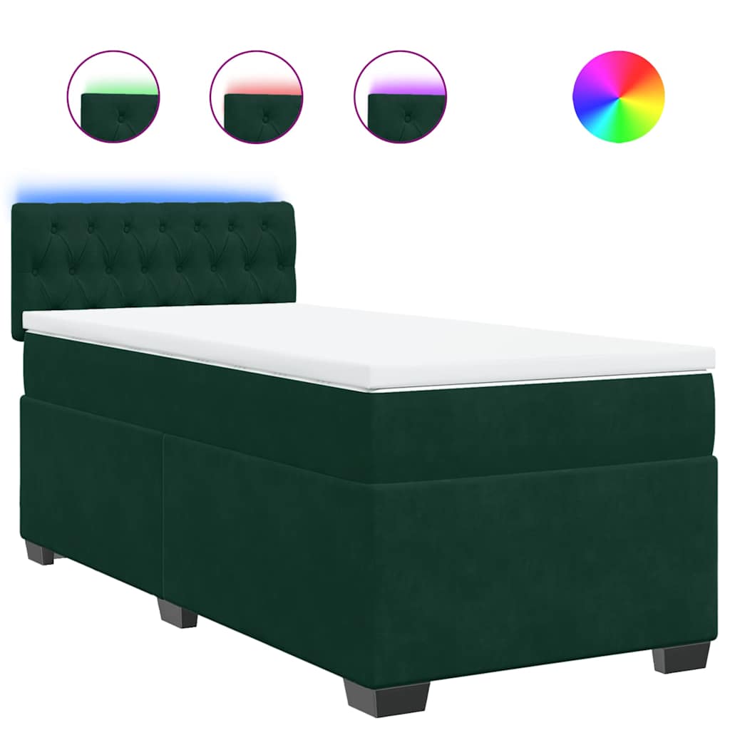 Box spring krevet s madracem tamnozeleni 90x200 cm baršunasti