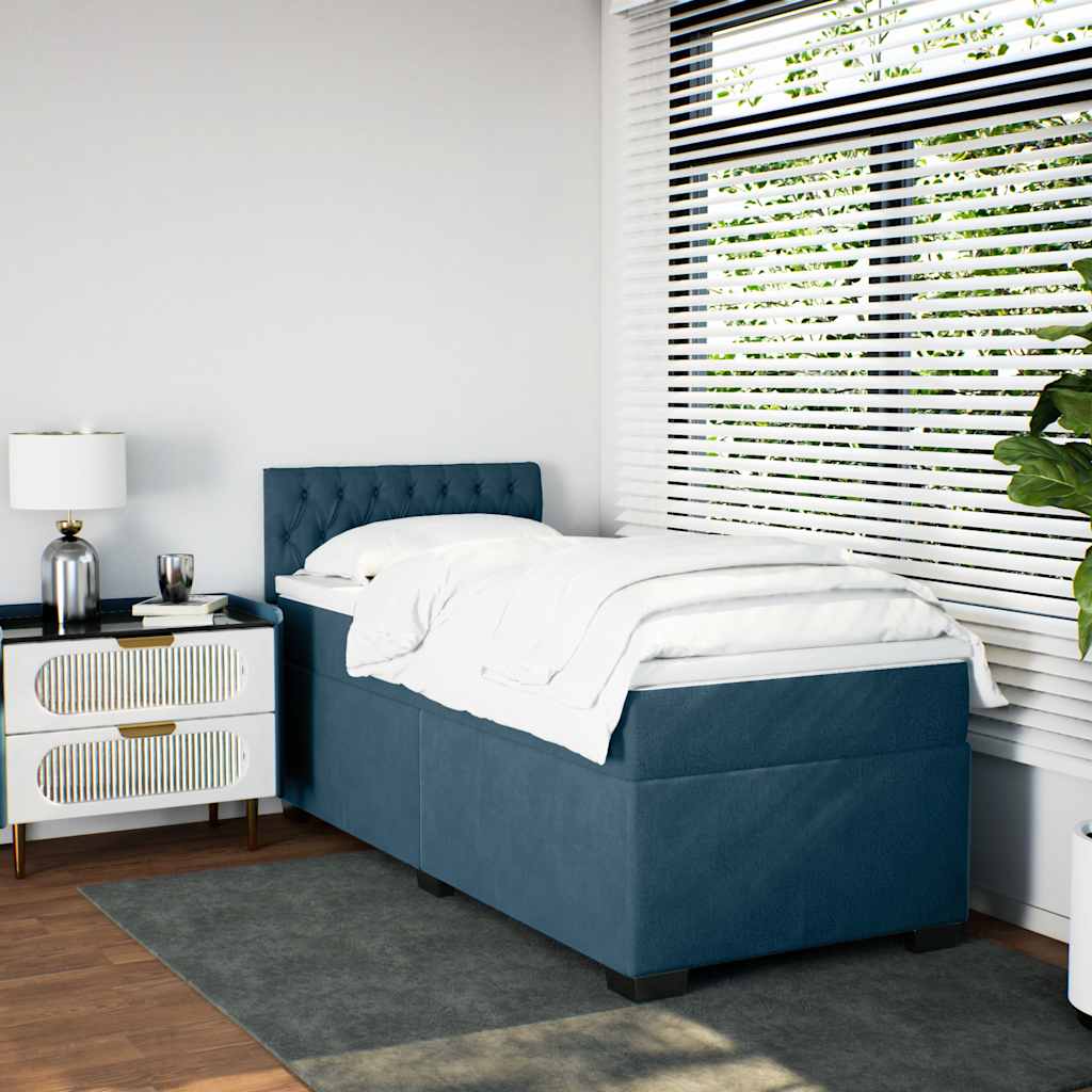 Box spring krevet s madracem plavi 90x200 cm baršunasti