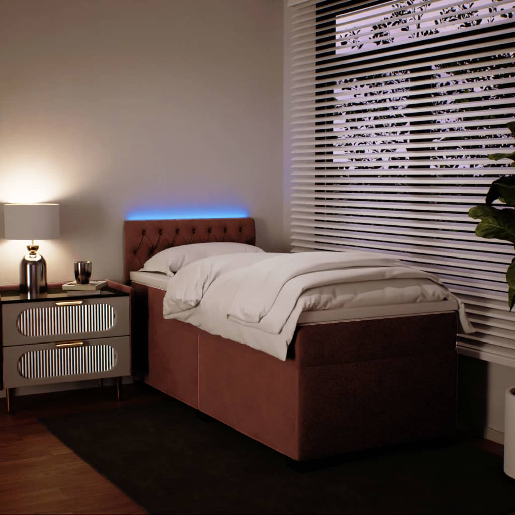 Box spring krevet s madracem ružičasti 90x200 cm baršunasti