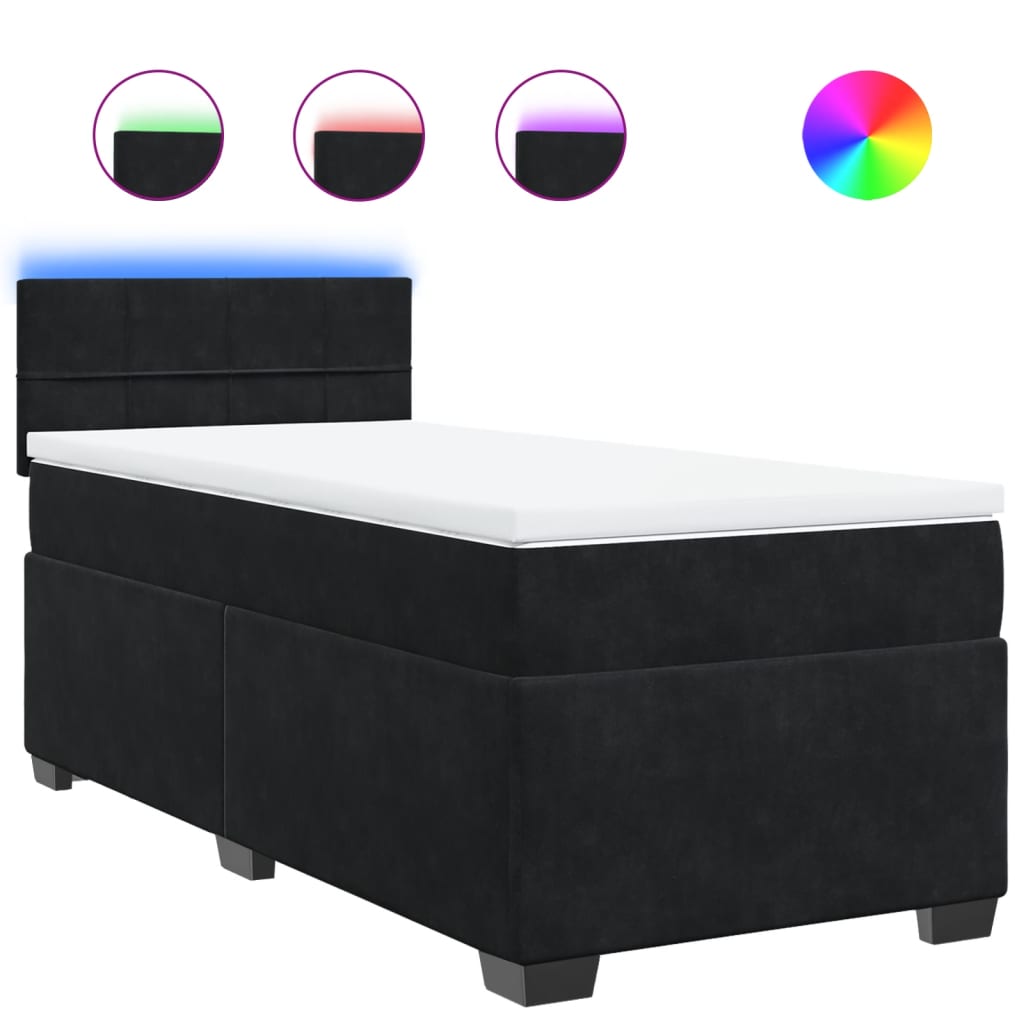 Box spring krevet s madracem crni 90x200 cm baršunasti