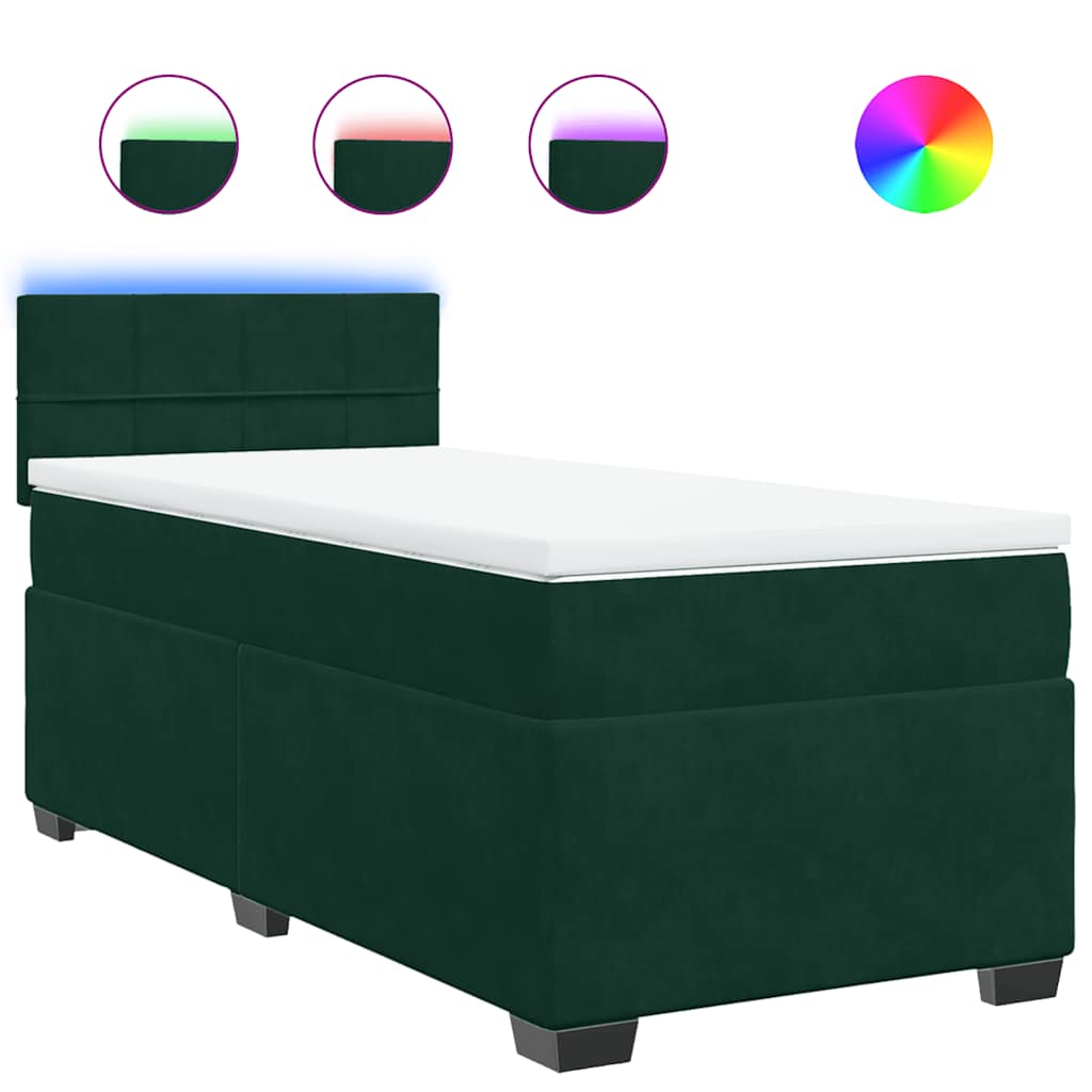 Box spring krevet s madracem tamnozeleni 90x200 cm baršunasti