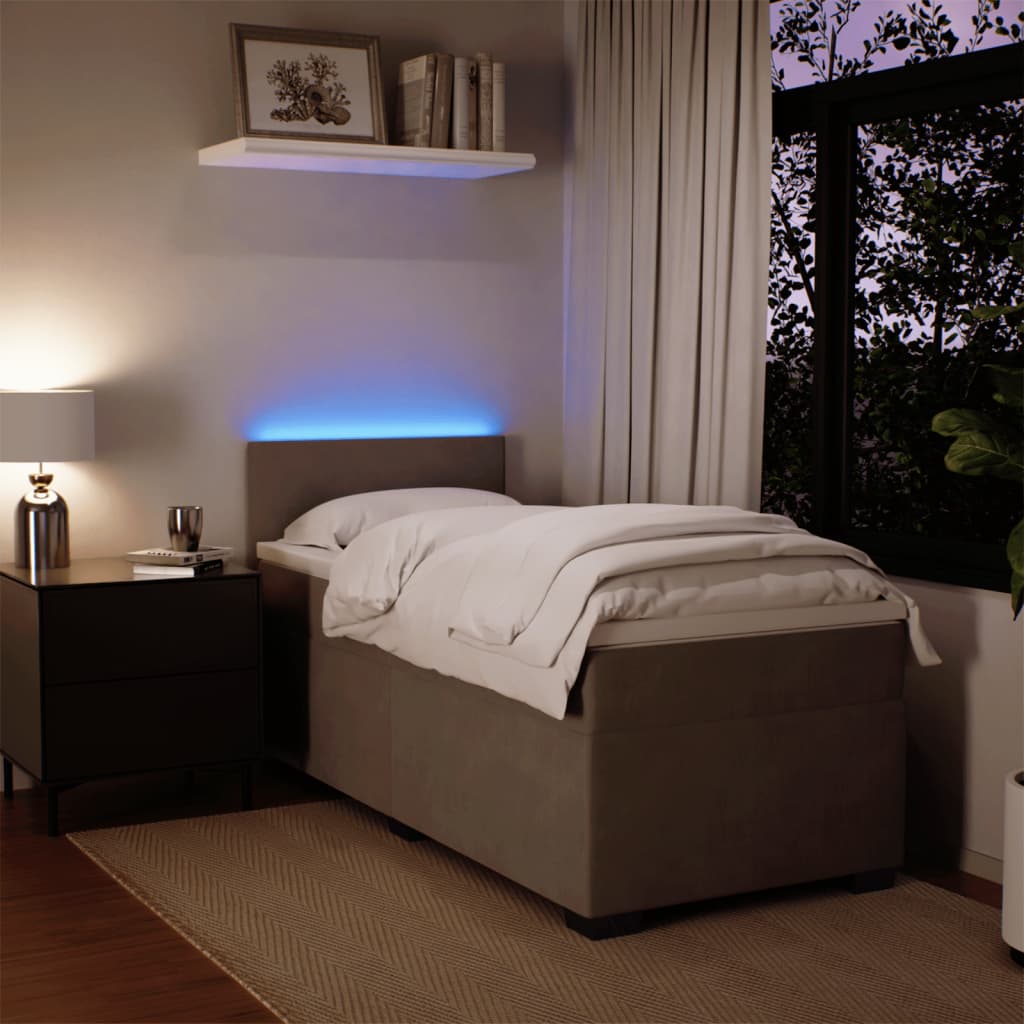 Box spring krevet s madracem svjetlosivi 100x200 cm baršunasti