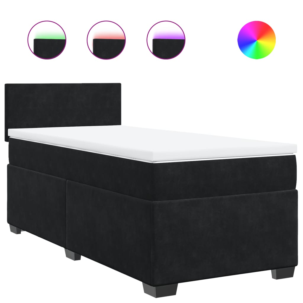 Box spring krevet s madracem crni 100x200 cm baršunasti