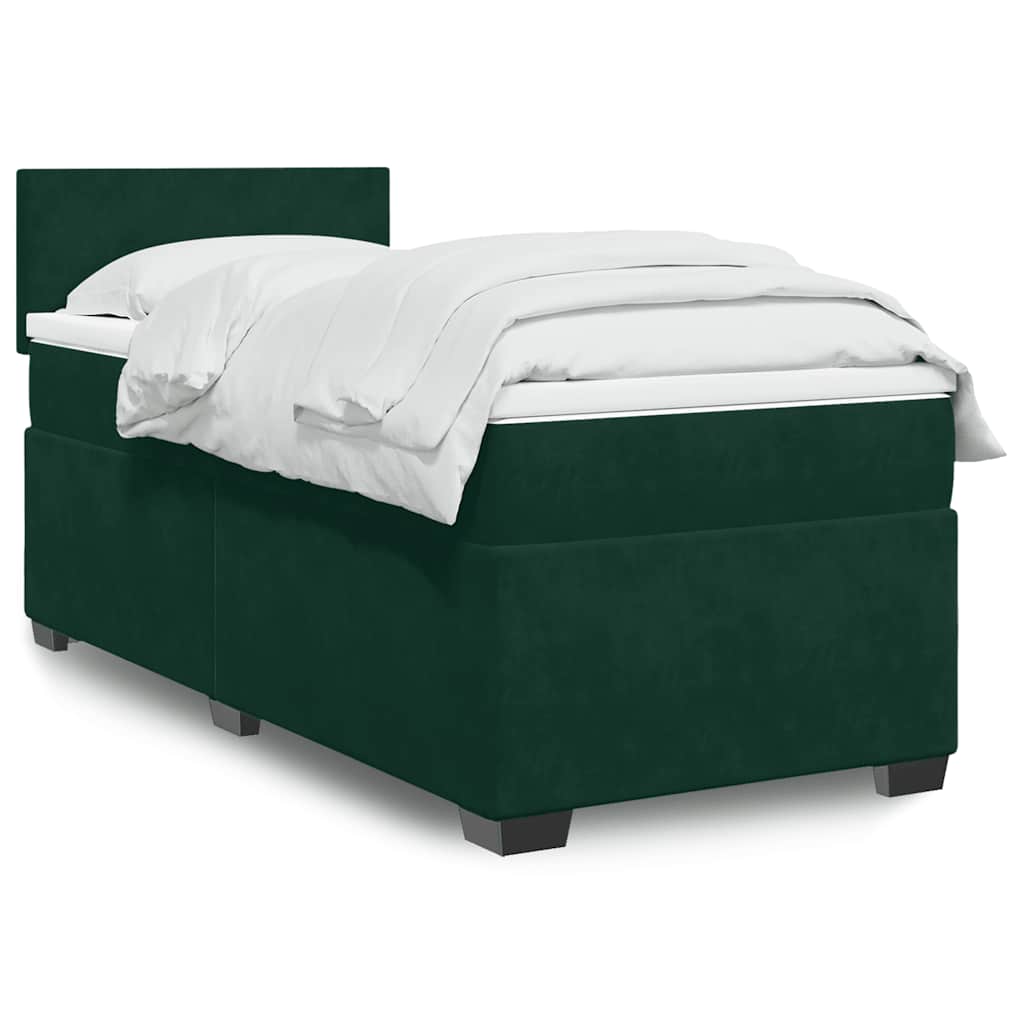 Box spring krevet s madracem tamnozeleni 100x200 cm baršunasti