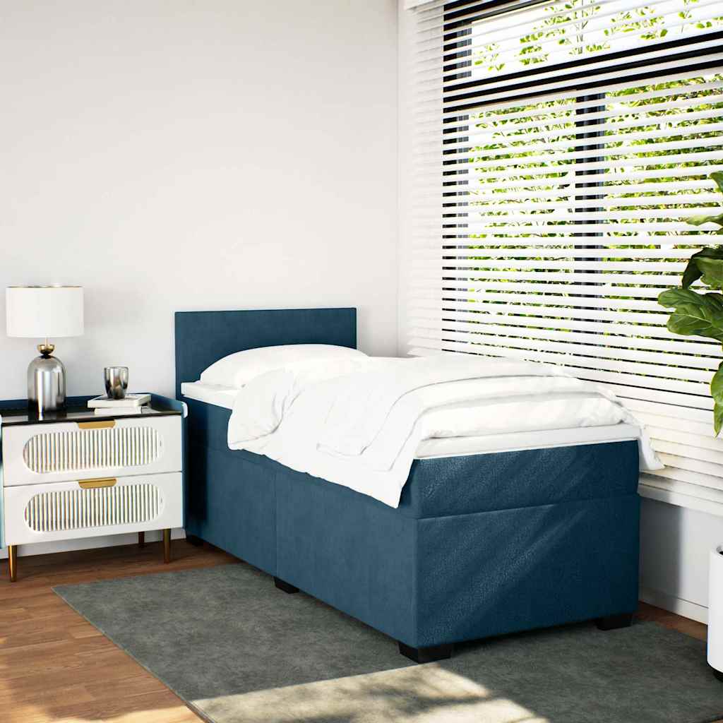 Box spring krevet s madracem plavi 100x200 cm baršunasti