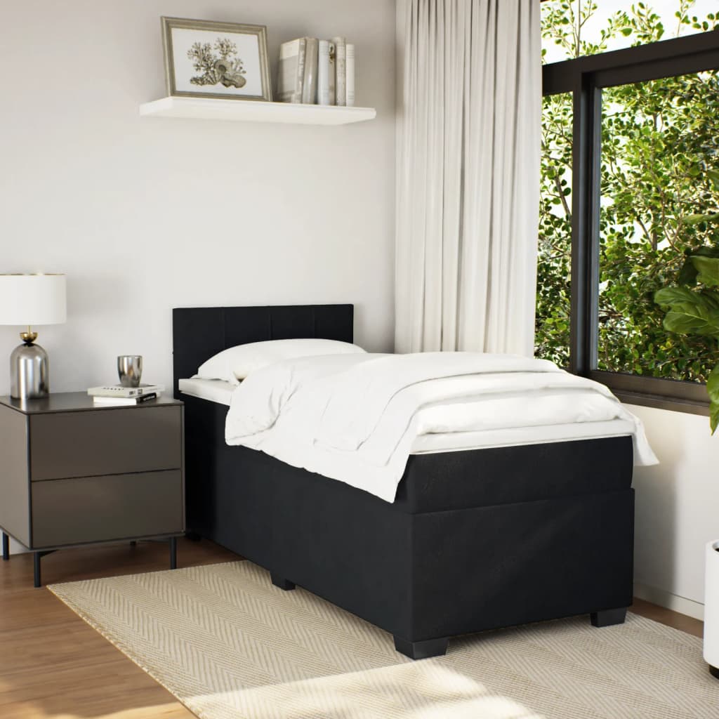 Box spring krevet s madracem crni 100x200 cm baršunasti