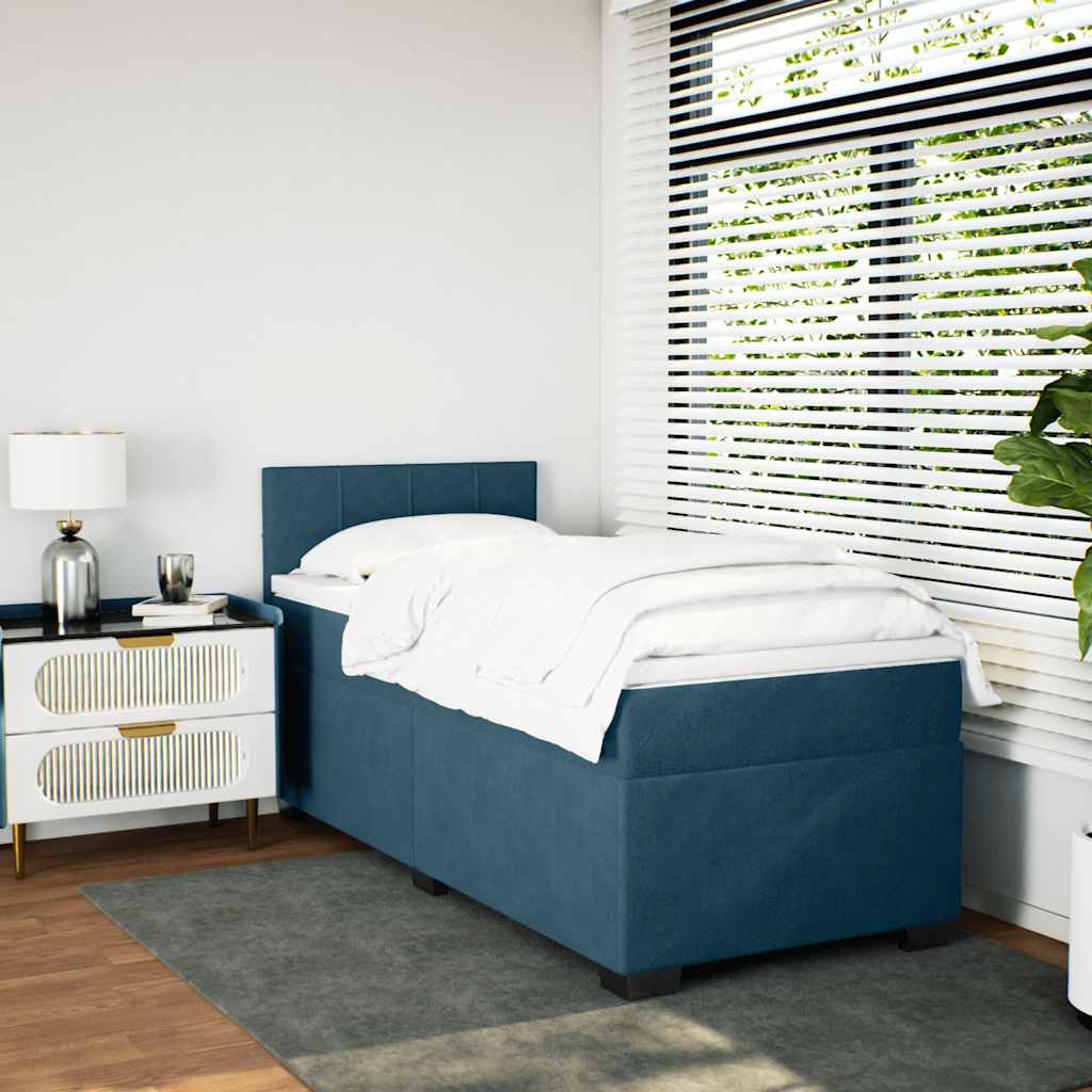 Box spring krevet s madracem plavi 100x200 cm baršunasti