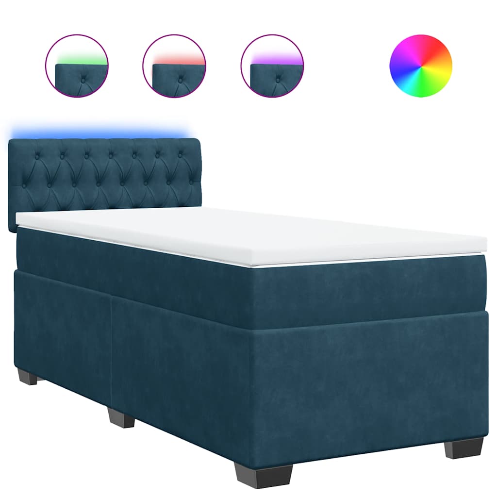 Box spring krevet s madracem plavi 100x200 cm baršunasti