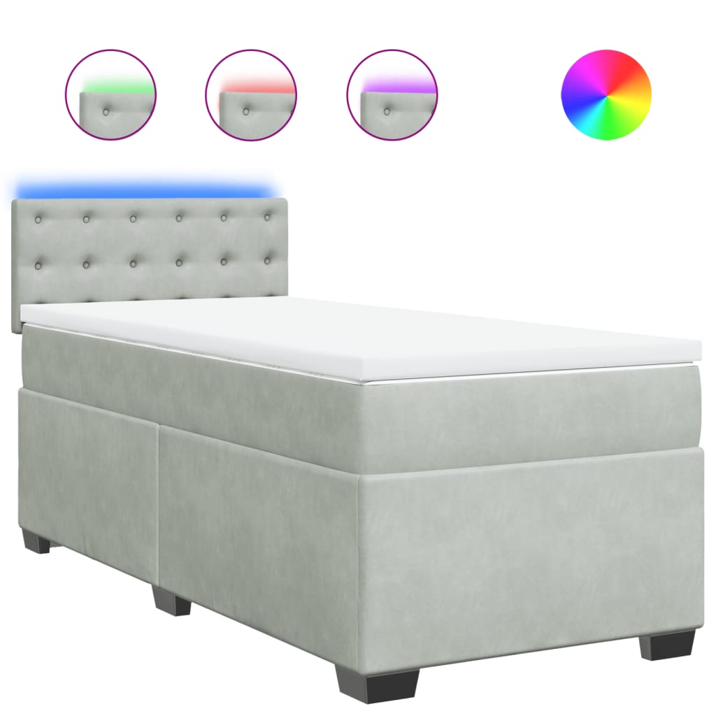 Box spring krevet s madracem svjetlosivi 100x200 cm baršunasti