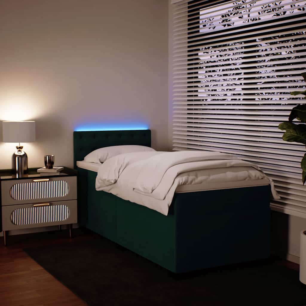 Box spring krevet s madracem tamnozeleni 100x200 cm baršunasti