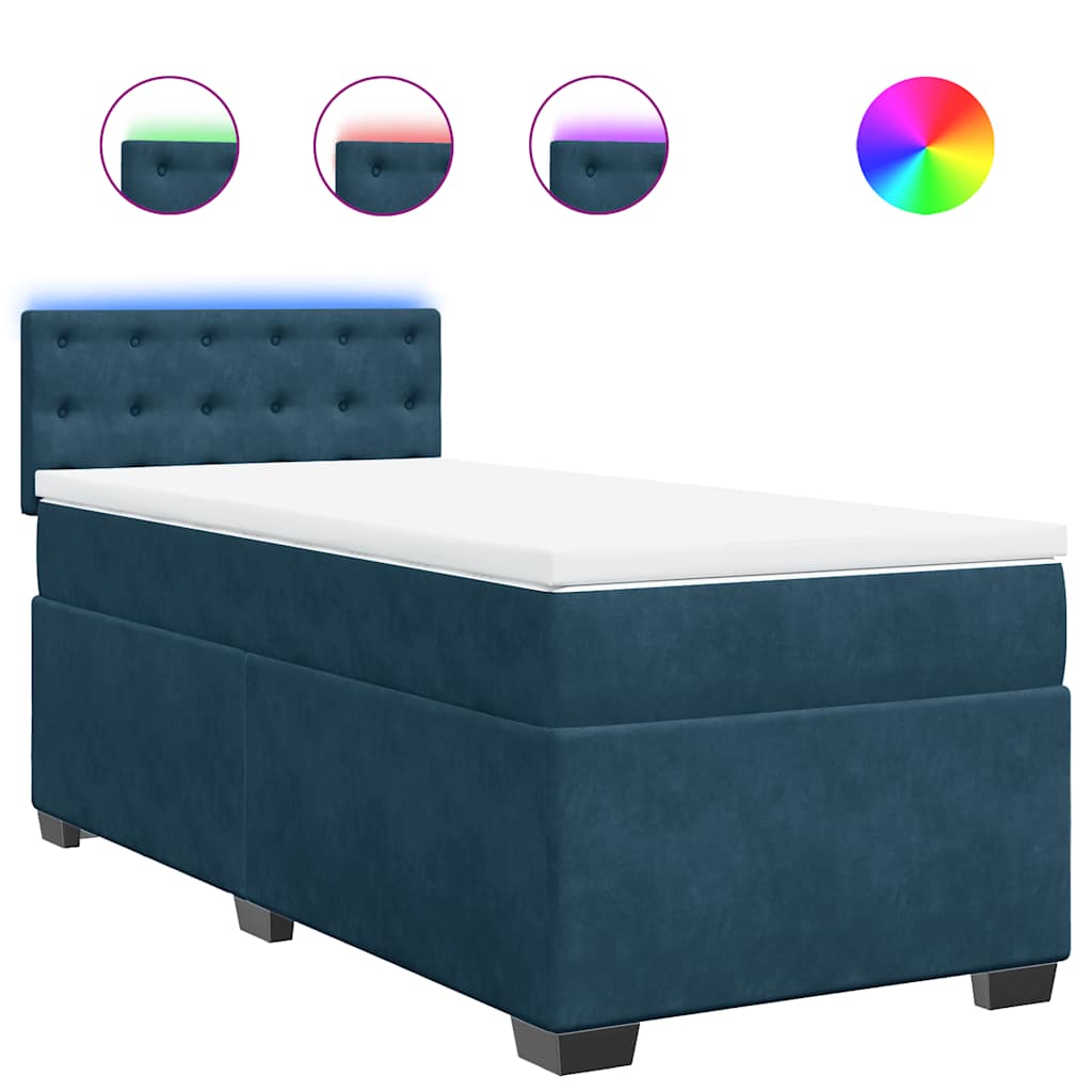 Box spring krevet s madracem plavi 100x200 cm baršunasti