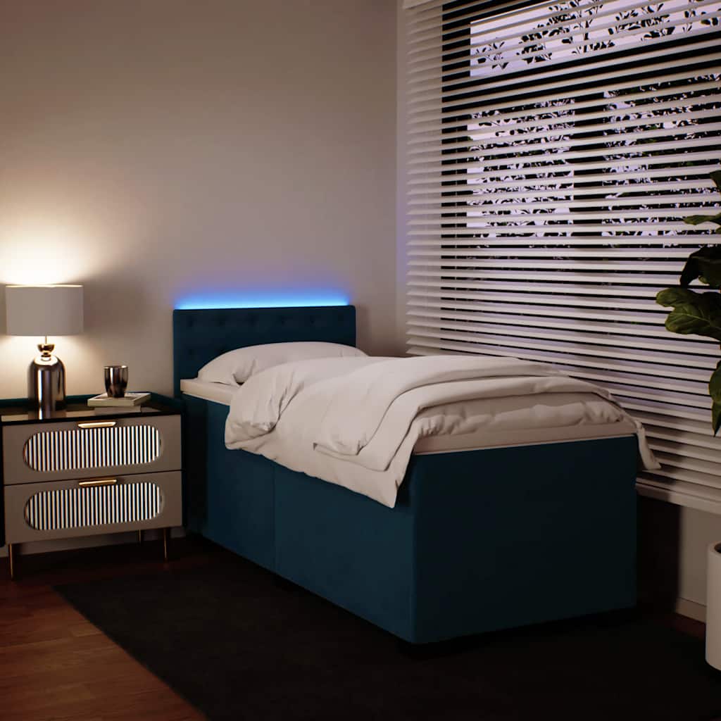Box spring krevet s madracem plavi 100x200 cm baršunasti
