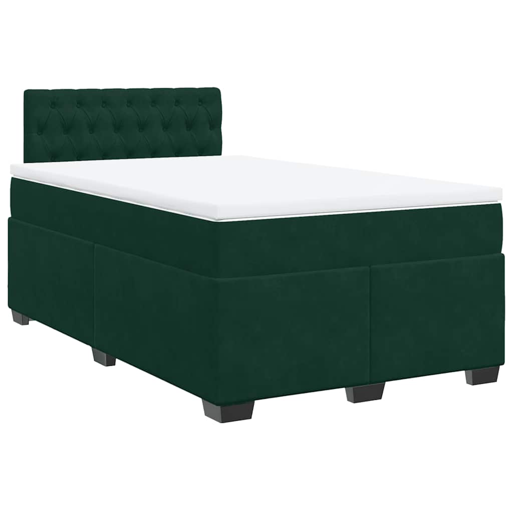 Krevet box spring s madracem tamnozeleni 120x190 cm baršunasti