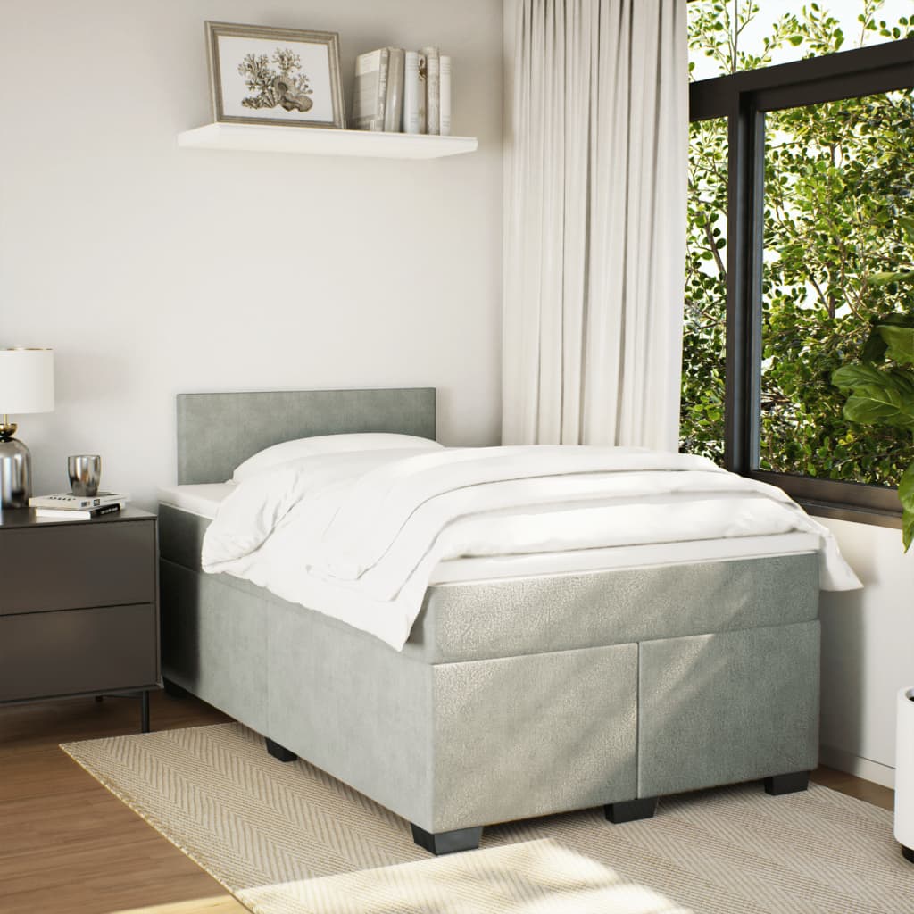 Box spring krevet s madracem svjetlosivi 120x200 cm baršunasti