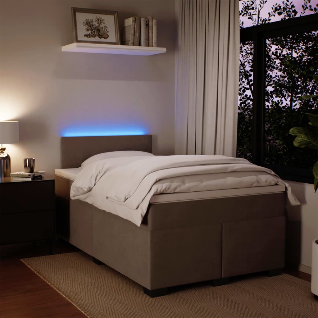 Box spring krevet s madracem svjetlosivi 120x200 cm baršunasti